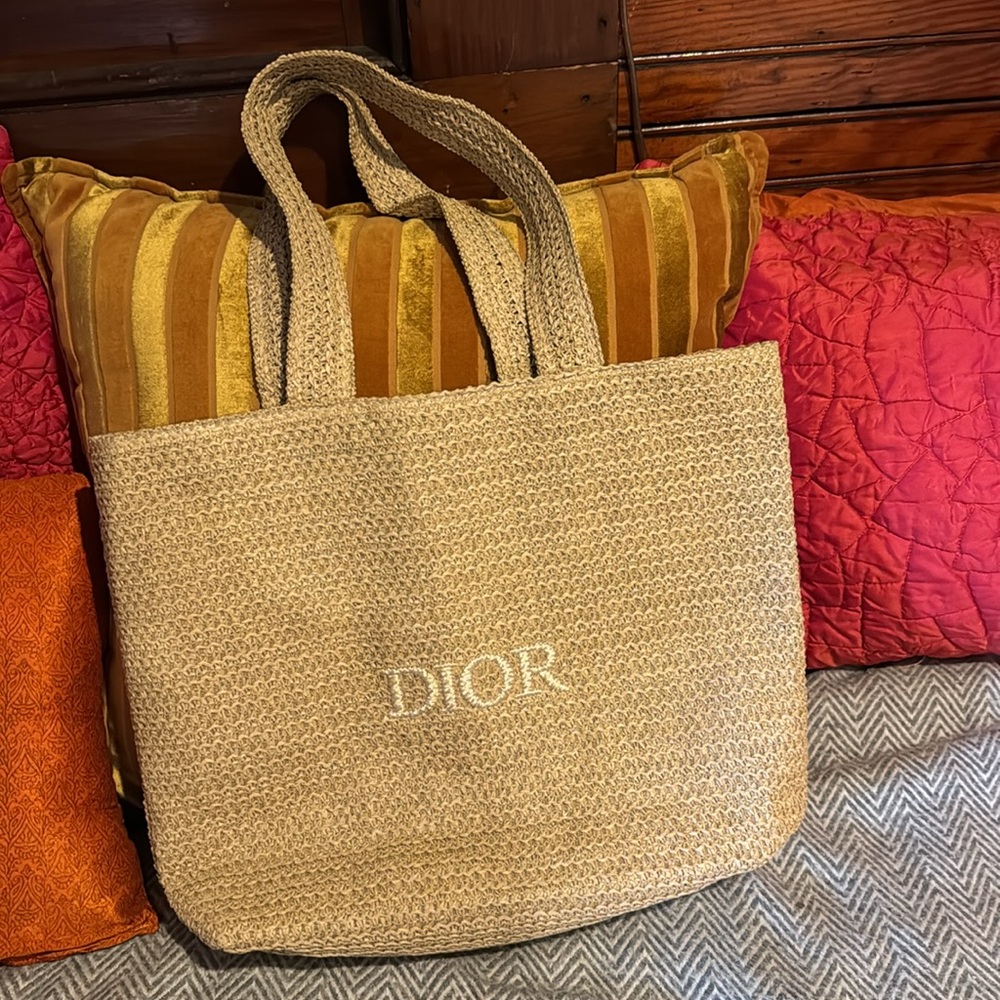 Dior Beige Raffia Tote Bag